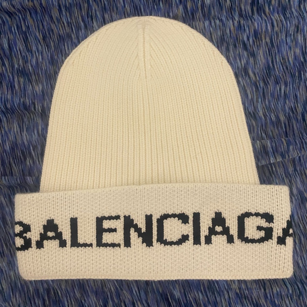 Balenciaga white beanie